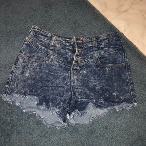 Acid wash high waisted shorts